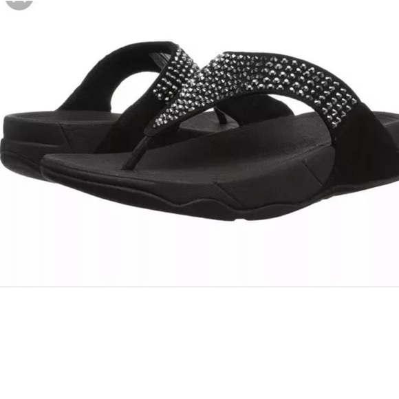 Fitflop Shoes - FitFlop Glitzie Toe-Thong Sandal Black